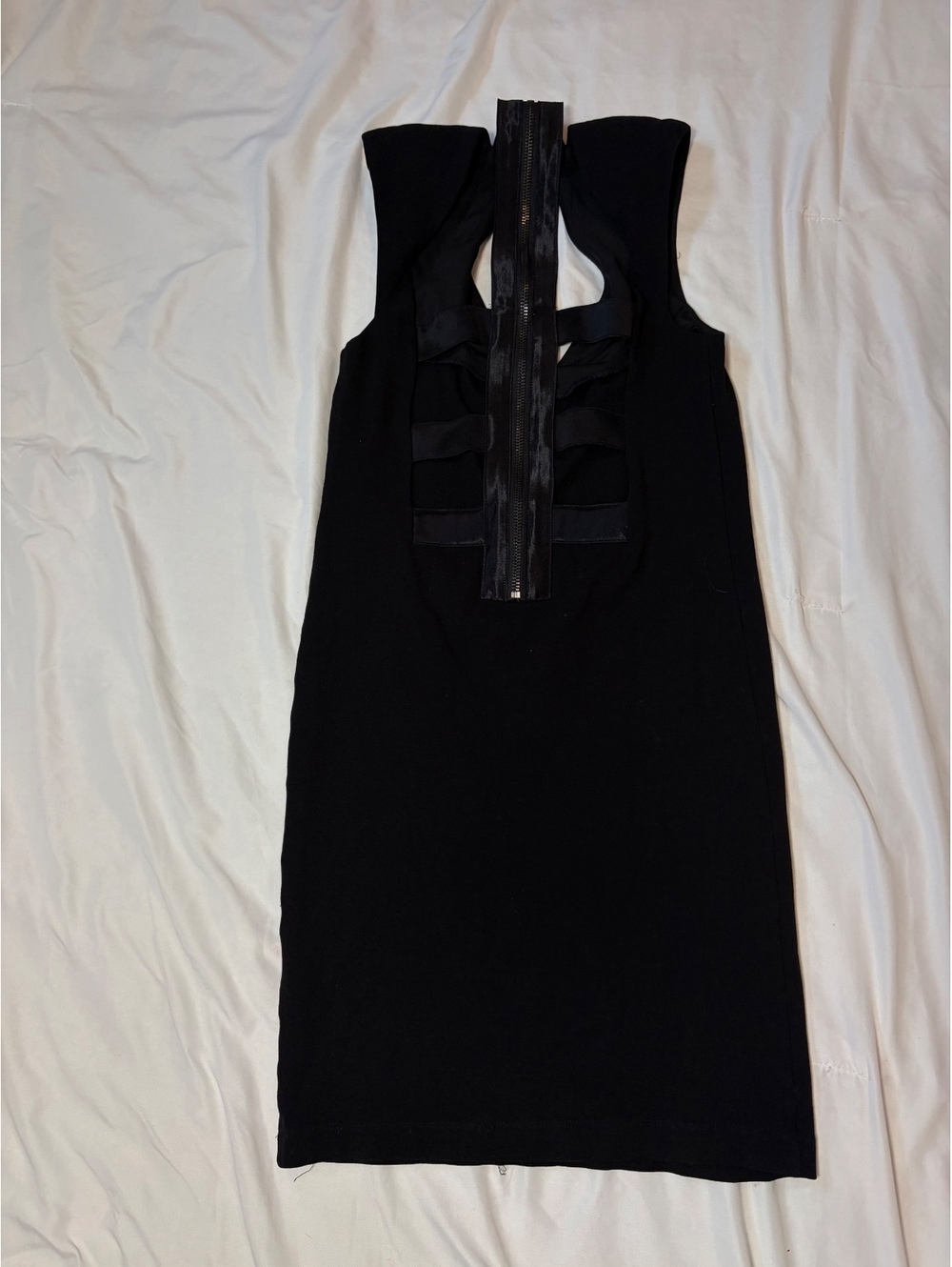 Alice + Olivia Black Cutout Cage Back Bodycon Dress Exposed Zip XS?